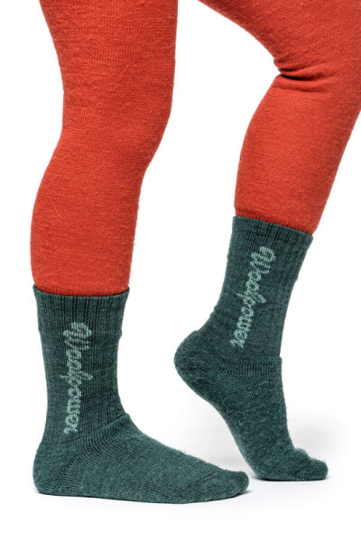 Woolpower Kids Socks Classic Logo 400 Forest Green 32-35