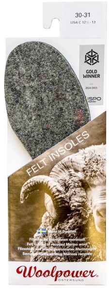 Woolpower Felt Insoles recycle grey 46-47