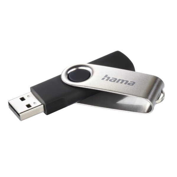 Hama USB-Stick "Rotate", USB 2.0, 16GB, 10MB/s, Schwarz/Silber