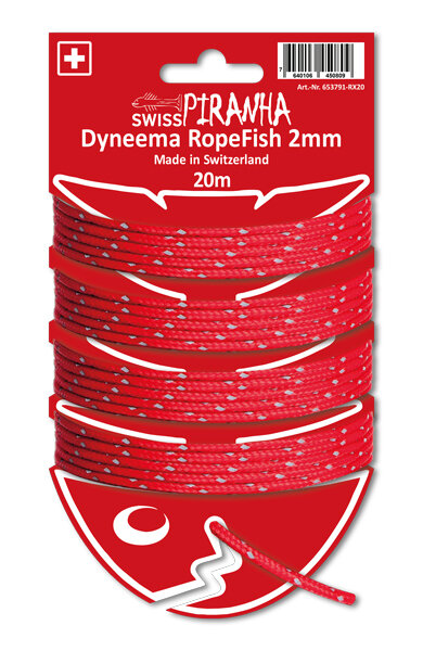 SwissPiranha RopeFish Dyneema 20m 2mm red-reflecting