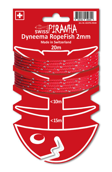 SwissPiranha RopeFish Dyneema 20m 2mm red-reflecting