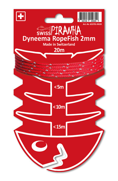 SwissPiranha RopeFish Dyneema 20m 2mm red-reflecting