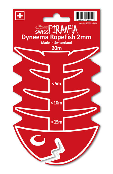 SwissPiranha RopeFish Dyneema 20m 2mm red-reflecting