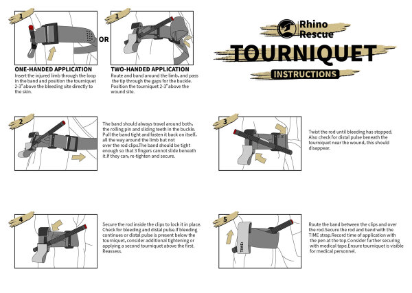 Rhino Rescue Tourniquet mit Aluminium-Knebel schwarz