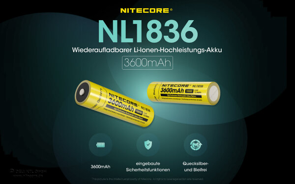 Nitecore Li-Ion Akku 18650 3600mAh NL1836