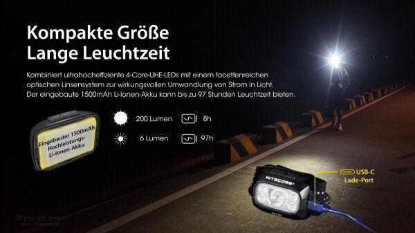 Nitecore NU30 - schwarz, 500 Lumen