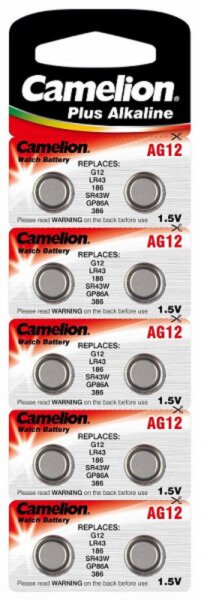 Camelion Alkaline Knopfzelle  AG 12/LR43/LR1142/386 1,5V